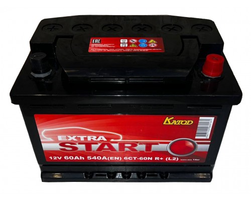 Аккумулятор Extra Start 60 а/ч 6СТ 60 r 540A