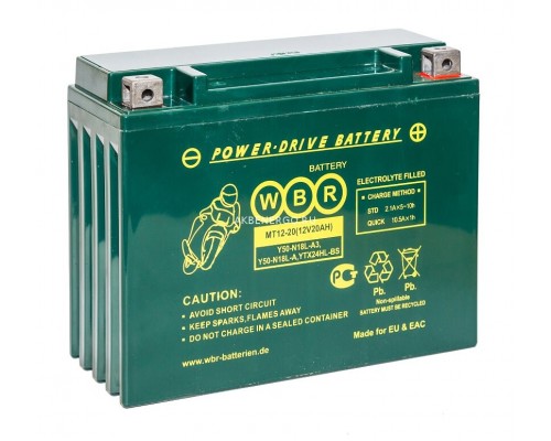 Мото аккумулятор WBR SMT12-20 Y50-N18L-A,Y50-N18L-A3, YTX24HL-BS AGM