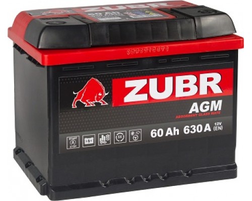 Аккумулятор автомобильный ZUBR EFB 63.0
